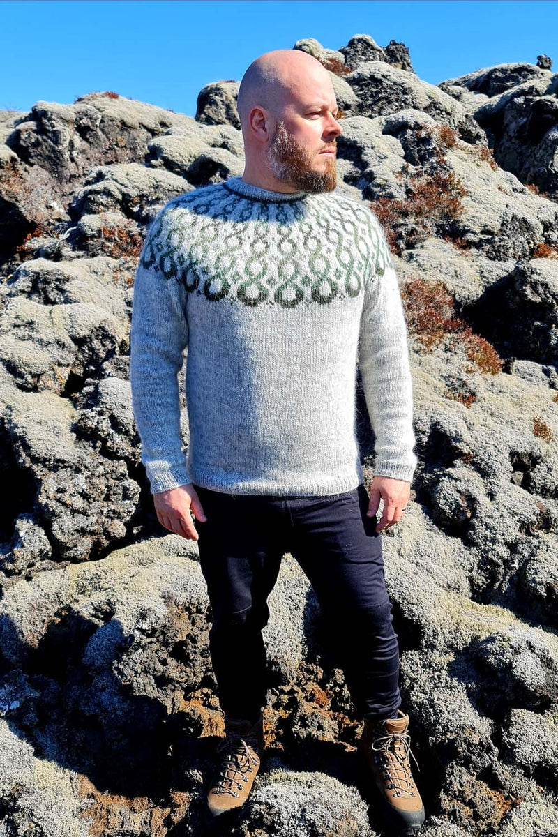 Eternity - Grey/Green Icelandic Sweater - The Icelandic Store