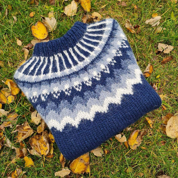Fennrir - Icelandic handknitted wool Jumper Sweater - Navy Blue