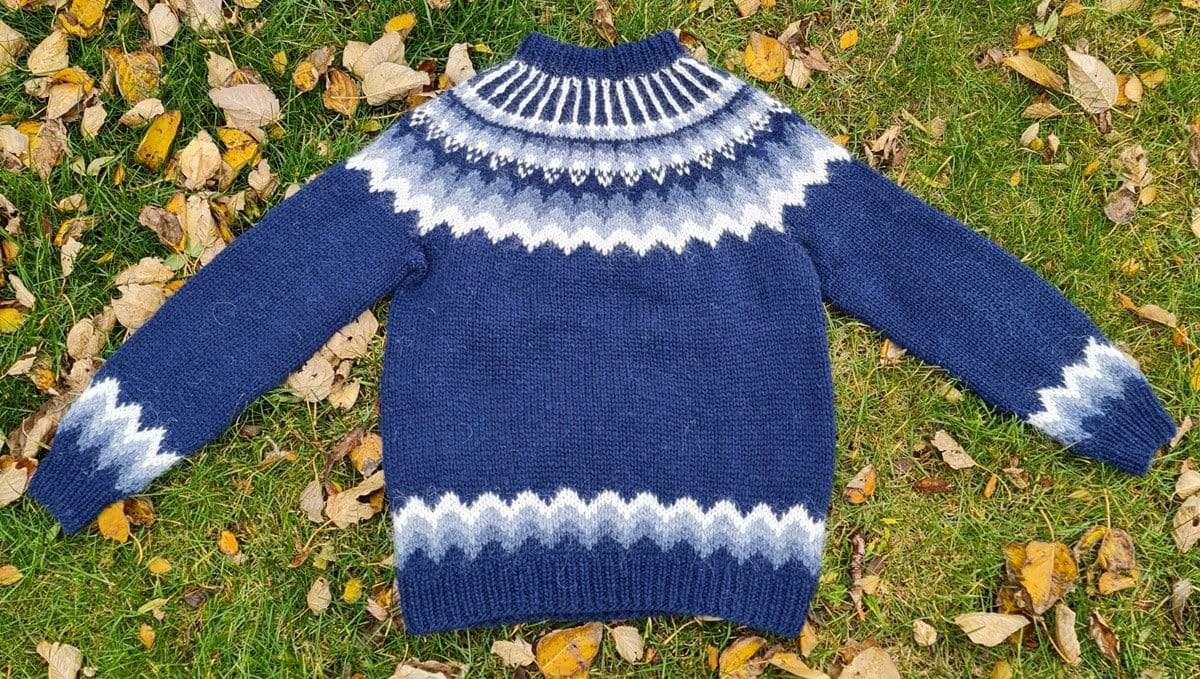 Fennrir - navy blue and white wool mens Icelandic handknitted pullover sweater