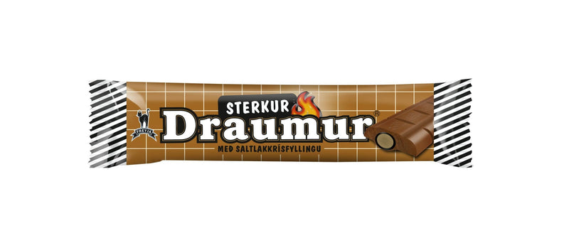 Freyja Strong Dream. Chocolate bars with strong peppery salt licorice filling. Icelandic candy