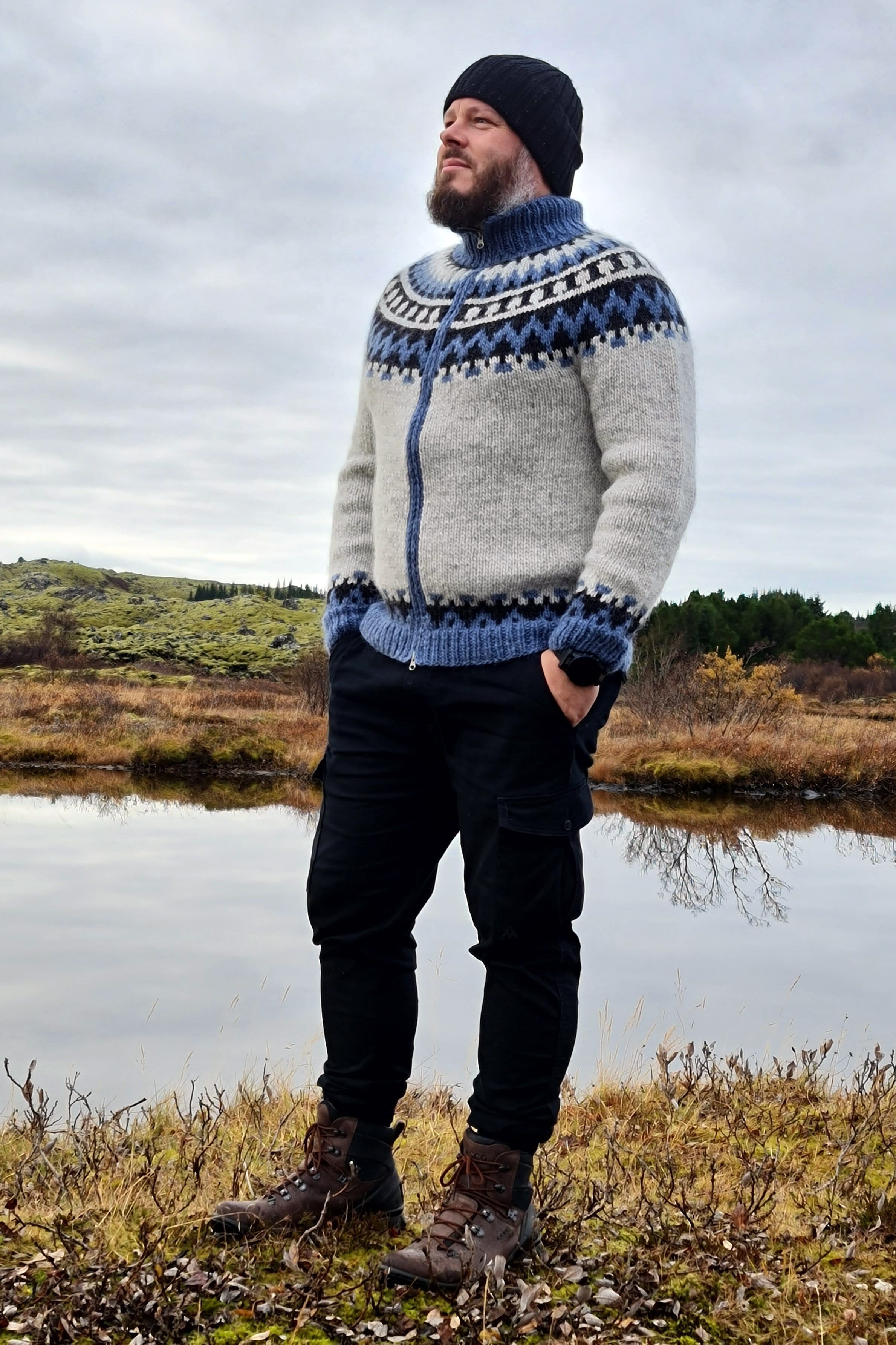 Garri - Icelandic Cardigan - Grey-Blue - icelandicstore.is