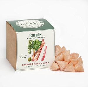 Handcrafted hard candy with Rhubarb flavor