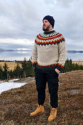 Heimdallur Icelandic Sweater - Beige | Authentic Hand-knitted Woolen ...