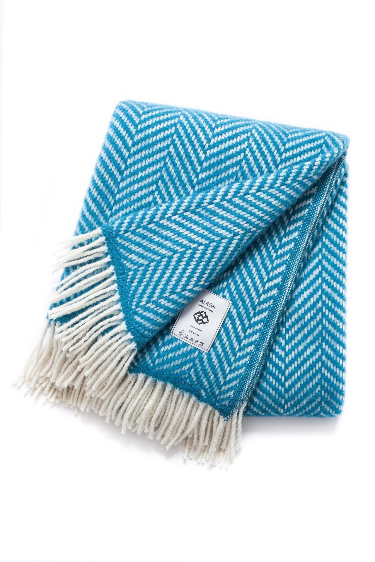 Nordic Herringbone blanket - Turquoise - icelandicstore.is