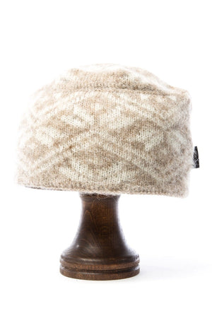Varma brushed wool hat - Beige leaf pattern