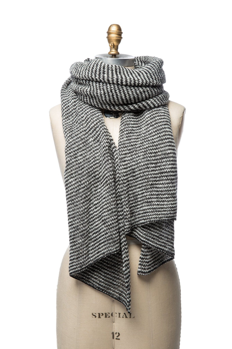 Striped Wool Scarf - Black / White - icelandicstore.is