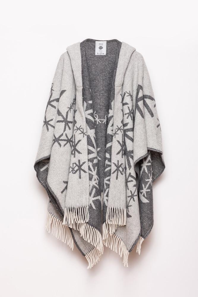 Runic wool cape with hood - Dark Grey Strength - The Icelandic Store