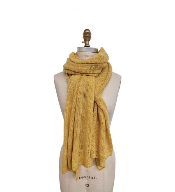 Wool shawl yellow. Icelandic wool products. 22x190cm