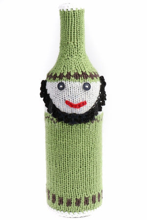 Knitted wine bootle cover - Greenbeard