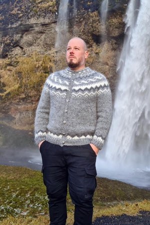 Loki - Icelandic Cardigan Sweater - Grey Heather