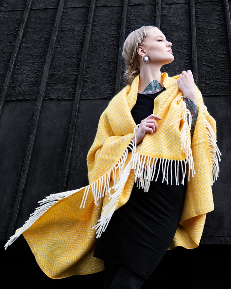 Nordic Herringbone blanket - Yellow - The Icelandic Store