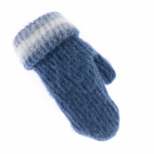 Brushed Wool Mittens - Blue
