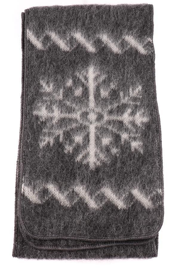 Brushed Wool Hat and Scarf - Grey / White Snowflake - The Icelandic Store
