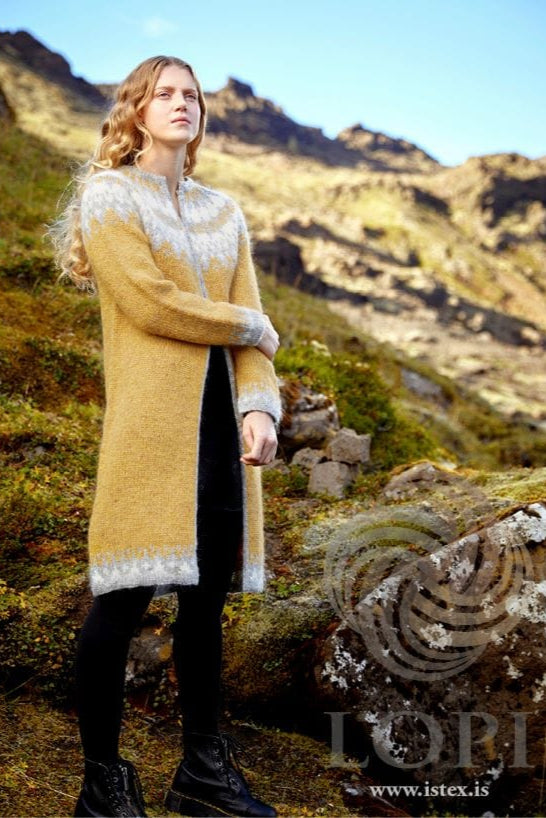 Joy Yellow Long Wool Cardigan Jacket - Knitting Kit