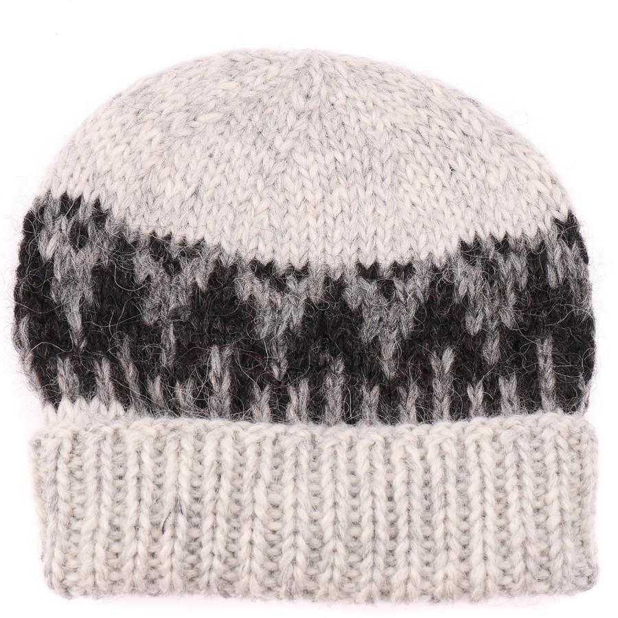 Handknit Wool Hat - Ash Heather / Black - icelandicstore.is