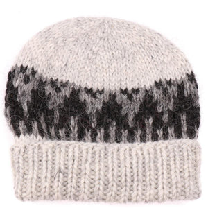 Handknit Wool Hat - Ash Heather / Black