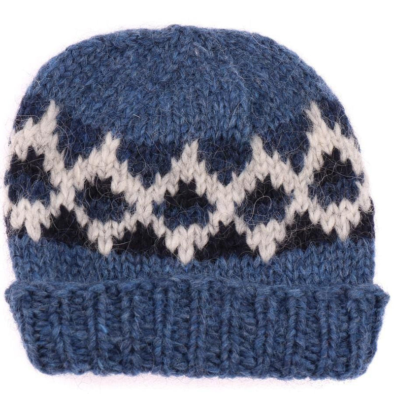 Handknit Wool Hat - Blue - icelandicstore.is