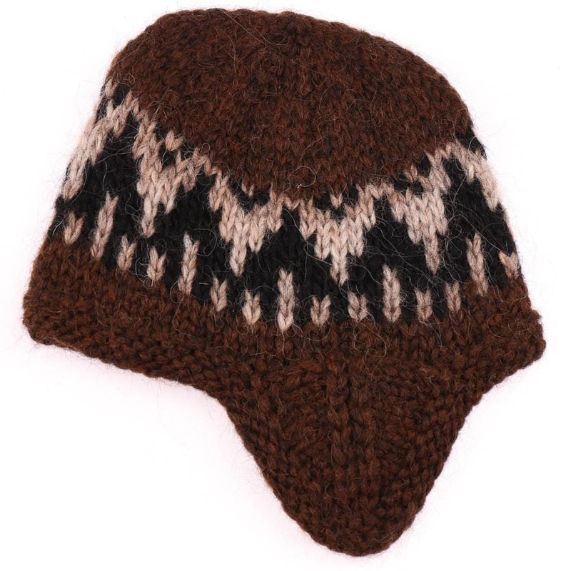 Handknit Wool Hat - Brown / Black - icelandicstore.is