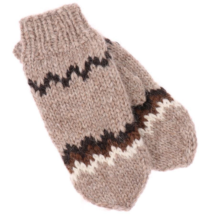 Handknit Wool Mittens - Beige - icelandicstore.is