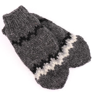 Handknit Wool Mittens - Grey