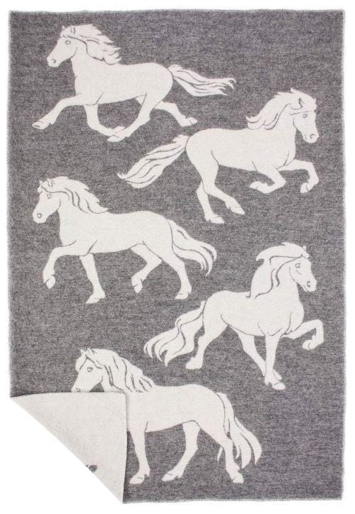 Icelandic Jaquard Horse pattern wool Blanket - five gaits of the Icelandic horse  #0103