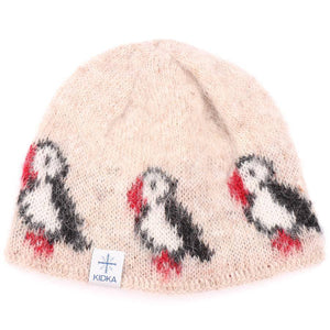 Kidka wool hat and scarf with puffin pattern